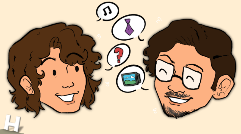 talking heads of Nymn, and Coz Baldwin in a cartoonish style